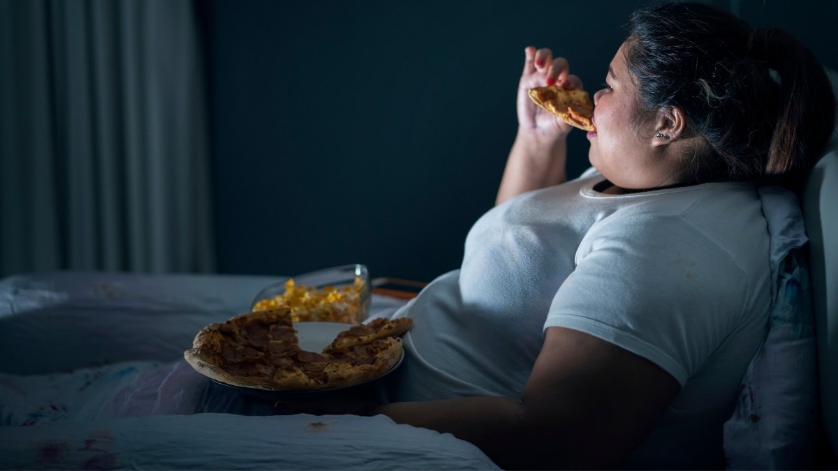 A woman who has become a victim of obesity.