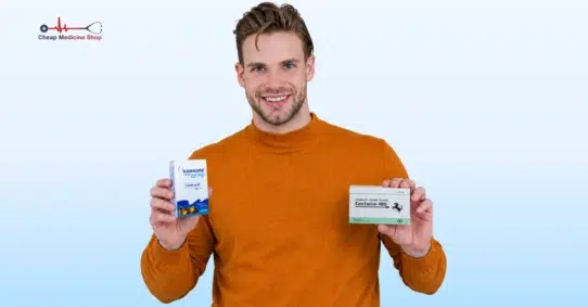 Man holding Kamagra Oral Jelly and Cenforce-100 Sildenafil Citrate Tablets